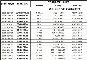 Alarko 6046/08 Kps  17.5Hp  6'' Paslanmaz Derin Kuyu Dalgıç Pompa (Motor+Pompa) ALK-KPS Serisi