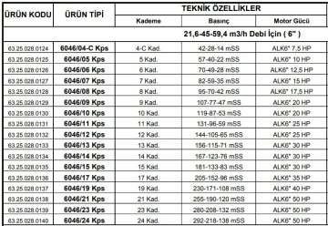 Alarko 6046/14 Kps  30Hp  6\'\' Paslanmaz Derin Kuyu Dalgıç Pompa (Motor+Pompa) ALK-KPS Serisi