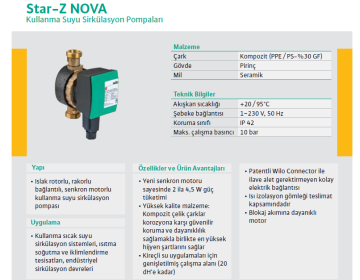 Wilo TOP-Z NOVA 220v 1/2'' Dişli Üç Hızlı Sirkülasyon Pompası