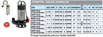 SUMAK, SDT 14/2, 380V, 1.5HP, PASLANMAZ FOSEPTİK DALGIÇ POMPA