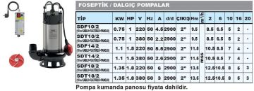 SUMAK, SDFV 30/2 İNOX, 220V, 3HP, PASLANMAZ FOSEPTİK DALGIÇ POMPA