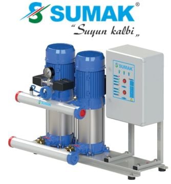 SUMAK, SHT8B-450/12, 2x4.5HP, 380V, ÇİFT POMPALI, DÜŞEY MİLLİ, KADEMELİ HİDROFOR