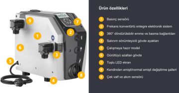 WİLO, ISAR BOOST5-E-3,  220V, 1HP, 50/60 Hz, SÜPER SESSİZ, KENDİNDEN EMİŞLİ, ÇOK KADEMELİ, FREKANS KONTROLLÜ HİDROFOR