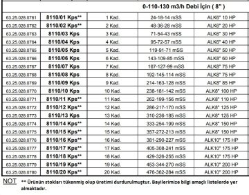 Alarko 8110/08 Kps  75Hp  8\'\' Paslanmaz Derin Kuyu Dalgıç Pompa (Motor+Pompa) ALK-KPS Serisi