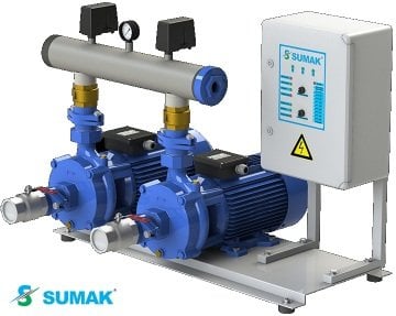 Sumak  SMKTB750   2X5.5 kW  380V  İki Pompalı Emişli Çift Kademeli Yatay Hidrofor