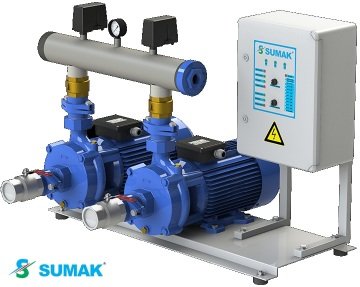 Sumak  SMKTB750/2   2X5.5 kW  380V  İki Pompalı Emişli Çift Kademeli Yatay Hidrofor