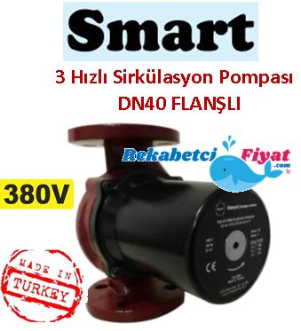 SMART SMP 40-3 TF 380v DN40 Flanşlı Üç Hızlı Islak Rotorlu Sirkülasyon Pompası