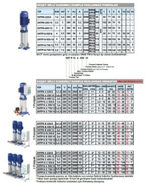 Sumak SHTP8 A 300/10   1X2.2kW  380V Tek Pompalı Düşey Milli Kademeli Komple Paslanmaz İnline Hidrofor
