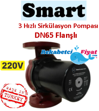 SMART SMP 65-3 MF 220V DN65 Flanşlı Üç Hızlı Islak Rotorlu Sirkülasyon Pompası