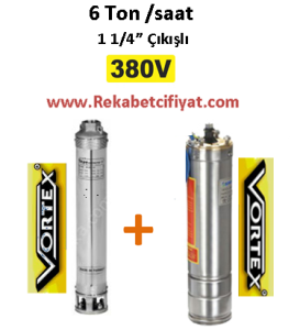 6 GM - 54 7,5HP 380V Vortex Pompa+ Vortex Motor Derin Kuyu Dalgıç Pompası