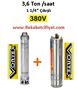4 GM - 25 2HP 380V Vortex Pompa+ Vortex Motor Derin Kuyu Dalgıç Pompası