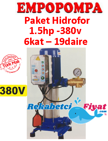 EMPO EMH 80X1/10 T 1.5HP 380V Tek Pompalı Paket Hidrofor 6kat-19daire