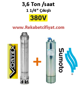 4 GM - 28 2HP 380V Vortex Pompa+Sumoto Motor Derin Kuyu Dalgıç Pompası