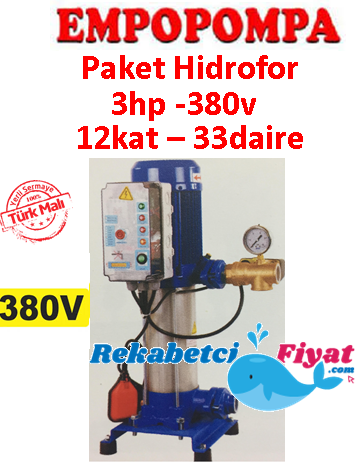 EMPO EMH 90X1/6 T 3HP 380V Tek Pompalı Paket Hidrofor 12kat-33daire