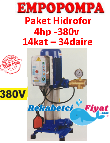 EMPO EMH 90X1/7 T 4HP 380V Tek Pompalı Paket Hidrofor 14kat-34daire
