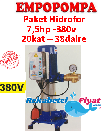 EMPO EMH 100X1/6 T 7.5HP 380V Tek Pompalı Paket Hidrofor 20kat-60daire
