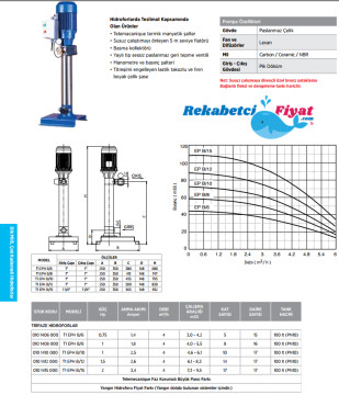 ETNA T1 EPH B-6 0.75HP 380V Tek Pompalı Çok Kademeli Dik Milli Hidrofor
