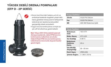 Etna EFP 110D-2P  15Hp 380V  Pik Döküm Gövdeli Yüksek Debili Drenaj Dalgıç Pompa