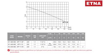 Etna EFP 11DP  1.1kW 220V Döküm Gövdeli Parçalayıcı Bıçaklı Foseptik Drenaj Dalgıç Pompa