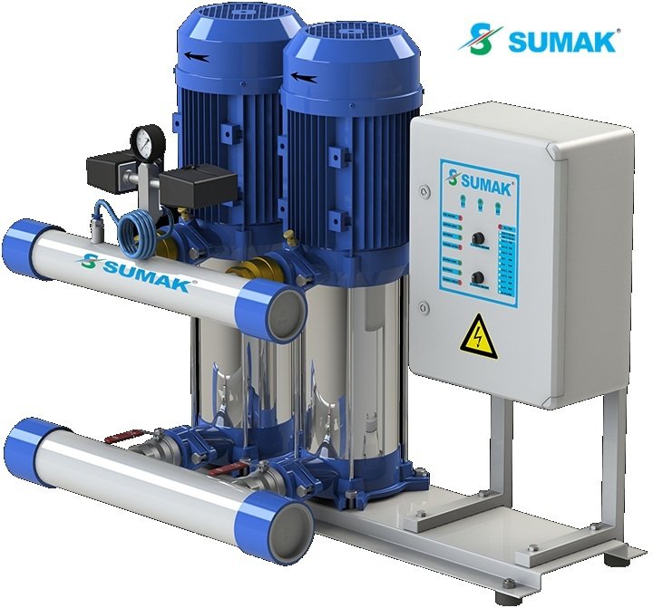 Sumak  SHT8B 400/10  2X3 kW  380V  Çift Pompalı Düşey Milli Kademeli Hidrofor