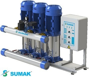 Sumak  SHT6C 180/10  3X1.35 kW  380V  Üç Pompalı Düşey Milli Kademeli Hidrofor