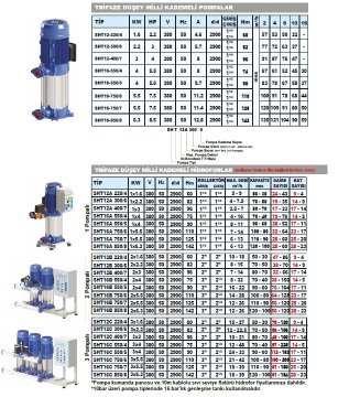 Sumak SHT12-300/6   3 Hp 380V  Düşey Milli Kademeli Pompa