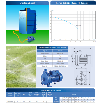 ALARKO CPM 158/1 1'' Çıkışlı 1HP 220V Santrifüj Pompa