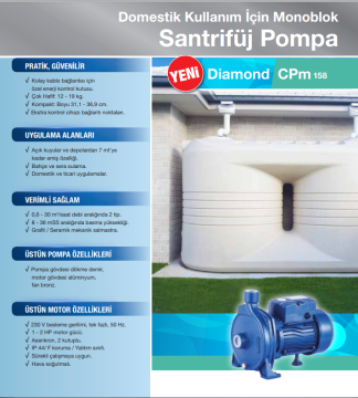 ALARKO CPM 158/1 1'' Çıkışlı 1HP 220V Santrifüj Pompa