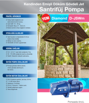 ALARKO JET D-JSWM-10H 1\'\' Çıkışlı 1Hp 220v Döküm Gövdeli Jet Pompa