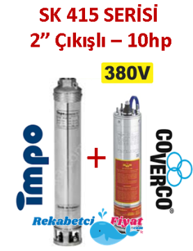 SK 415-28 10HP 380V 2'' Çıkışlı Sondaj Dalgıç Pompa İmpo Pompa - Coverco Motor