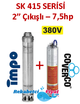 SK 415-20 7.5HP 380V 2'' Çıkışlı Sondaj Dalgıç Pompa İmpo Pompa - Coverco Motor
