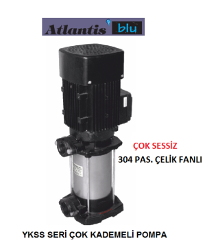 Atlantis  YKSS 7-8KT      3Hp 380V Paslanmaz Çelik Fanlı Dik Milli Çok Kademeli Pompa (AISI 304 ÇELİK FANLI)