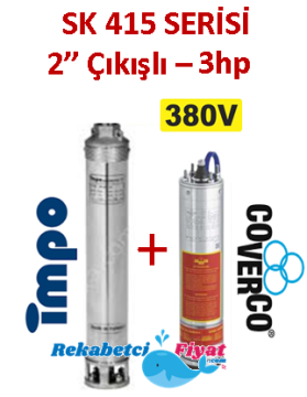 SK 415-08 3HP 380V 2'' Çıkışlı Sondaj Dalgıç Pompa İmpo Pompa - Coverco Motor