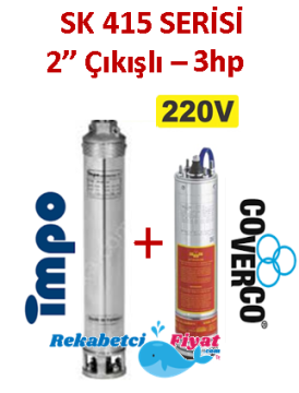 SK 415-08 3HP 220V 2'' Çıkışlı Sondaj Dalgıç Pompa İmpo Pompa - Coverco Motor