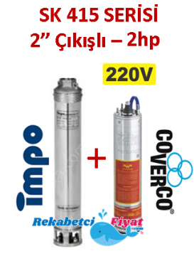 SK 415-06 2HP 220V 2'' Çıkışlı Sondaj Dalgıç Pompa İmpo Pompa - Coverco Motor