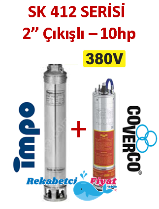 SK 412-32 10HP 380V 2'' Çıkışlı Sondaj Dalgıç Pompa İmpo Pompa - Coverco Motor