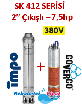 SK 412-25 7.5HP 380V 2'' Çıkışlı Sondaj Dalgıç Pompa İmpo Pompa - Coverco Motor
