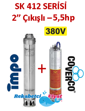 SK 412-18 5.5HP 380V 2'' Çıkışlı Sondaj Dalgıç Pompa İmpo Pompa - Coverco Motor