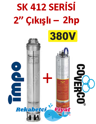 SK 412-07 2HP 380V 2'' Çıkışlı Sondaj Dalgıç Pompa İmpo Pompa - Coverco Motor