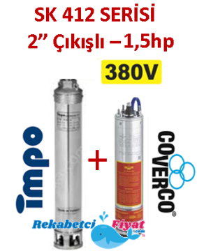 SK 412-05 1.5HP 380V 2'' Çıkışlı Sondaj Dalgıç Pompa İmpo Pompa - Coverco Motor