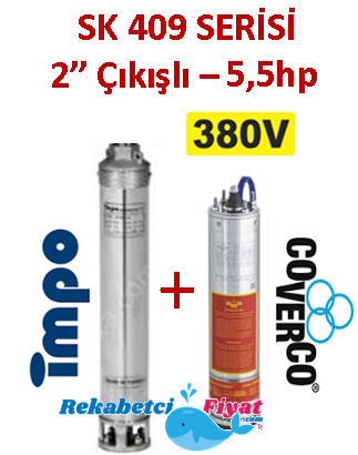 SK 409-22 5.5HP 380V 2'' Çıkışlı Sondaj Dalgıç Pompa İmpo Pompa - Coverco Motor