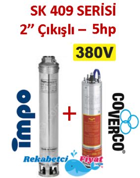 SK 409-20 5.5HP 380V 2'' Çıkışlı Sondaj Dalgıç Pompa İmpo Pompa - Coverco Motor