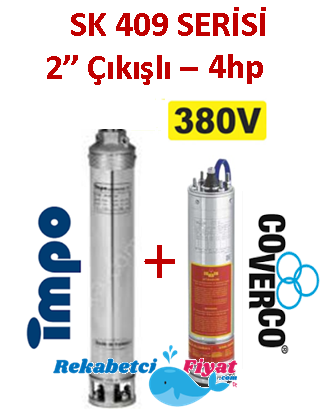 SK 409-17 4HP 380V 2'' Çıkışlı Sondaj Dalgıç Pompa İmpo Pompa - Coverco Motor