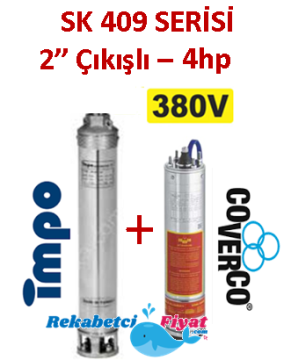 SK 409-17 4HP 380V 2'' Çıkışlı Sondaj Dalgıç Pompa İmpo Pompa - Coverco Motor