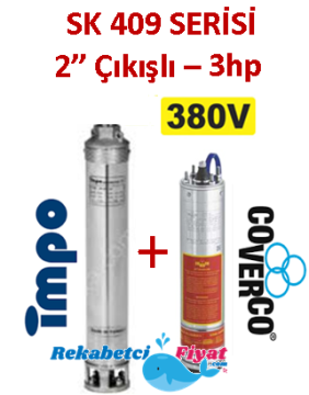 SK 409-14 3HP 380V 2'' Çıkışlı Sondaj Dalgıç Pompa İmpo Pompa - Coverco Motor