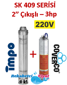 SK 409-14 3HP 220V 2'' Çıkışlı Sondaj Dalgıç Pompa İmpo Pompa - Coverco Motor
