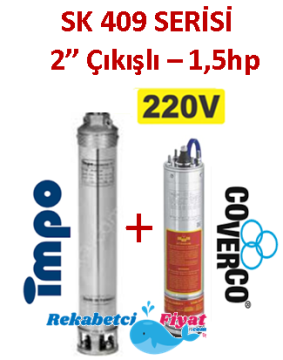 SK 409-07 1.5HP 220V 2'' Çıkışlı Sondaj Dalgıç Pompa İmpo Pompa - Coverco Motor