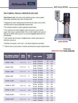 Atlantis  YKDIK 7-8KM     3Hp 220V   Tek Pompalı Panolu Hidrofor (Elektronik Kartlı Sistem)