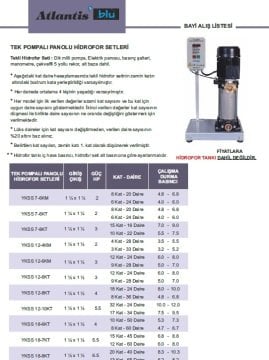 Atlantis  YKDIK 14-12KT     6.5Hp 380V   Tek Pompalı Panolu Hidrofor (Elektronik Kartlı Sistem)