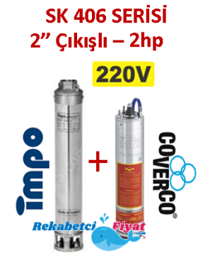 SK 406-13 2HP 220V 2'' Çıkışlı Sondaj Dalgıç Pompa İmpo Pompa - Coverco Motor